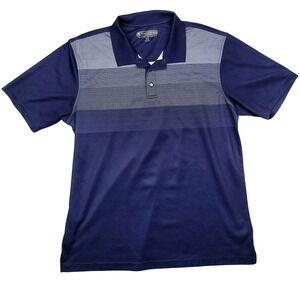 Pebble Beach Mens Dry-Luxe Performance Golf Polo Shirt Navy Blue Striped XL